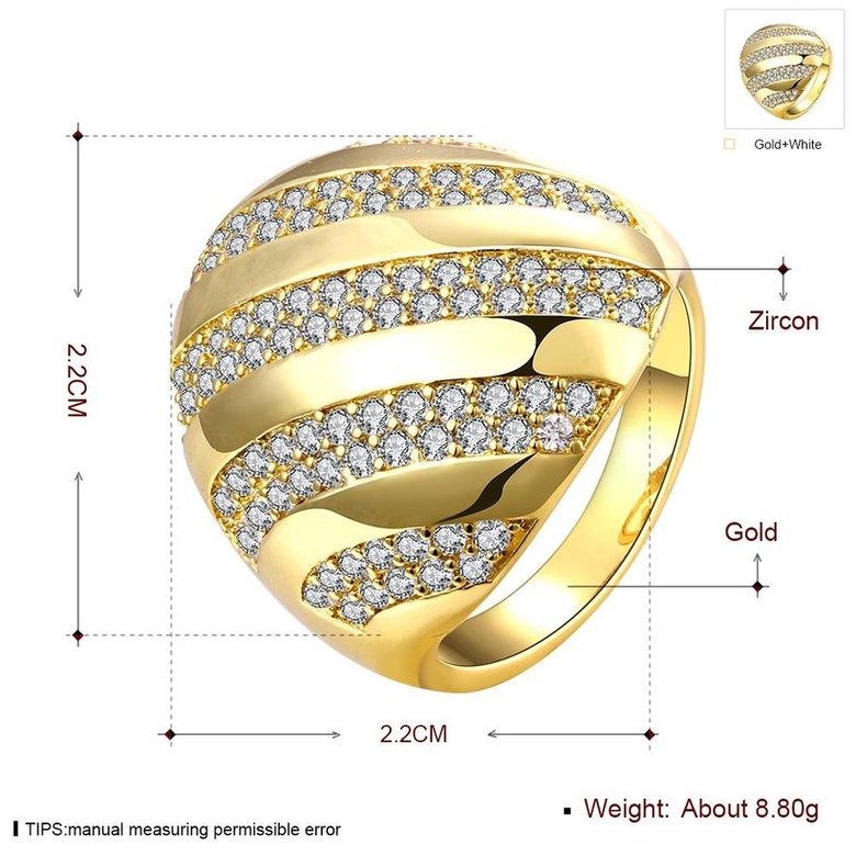 Wholesale Classic 24K Gold Water Drop White CZ Ring TGGPR554 2