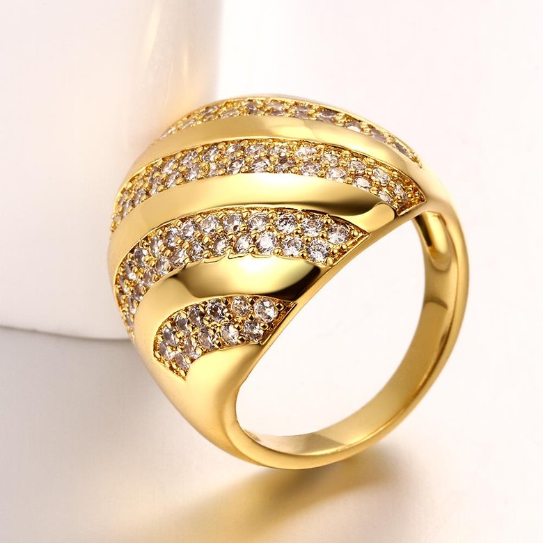 Wholesale Classic 24K Gold Water Drop White CZ Ring TGGPR554 4