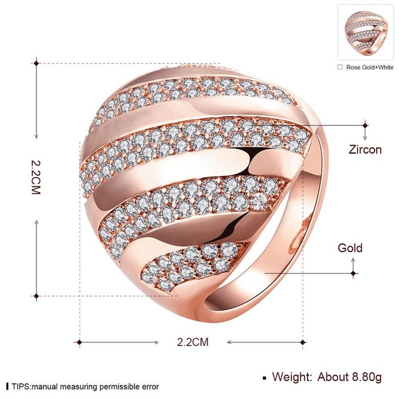 Wholesale Classic Rose Gold Round White CZ Ring TGGPR558 1