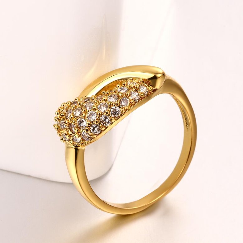 Wholesale Classic 24K Gold Water Drop White CZ Ring TGGPR563 2