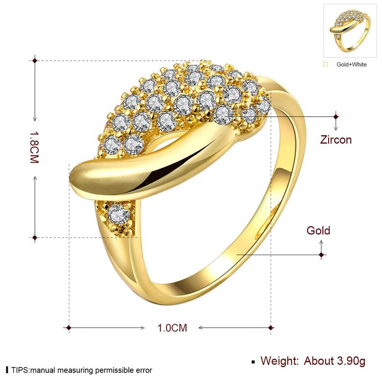 Wholesale Classic 24K Gold Water Drop White CZ Ring TGGPR563 3