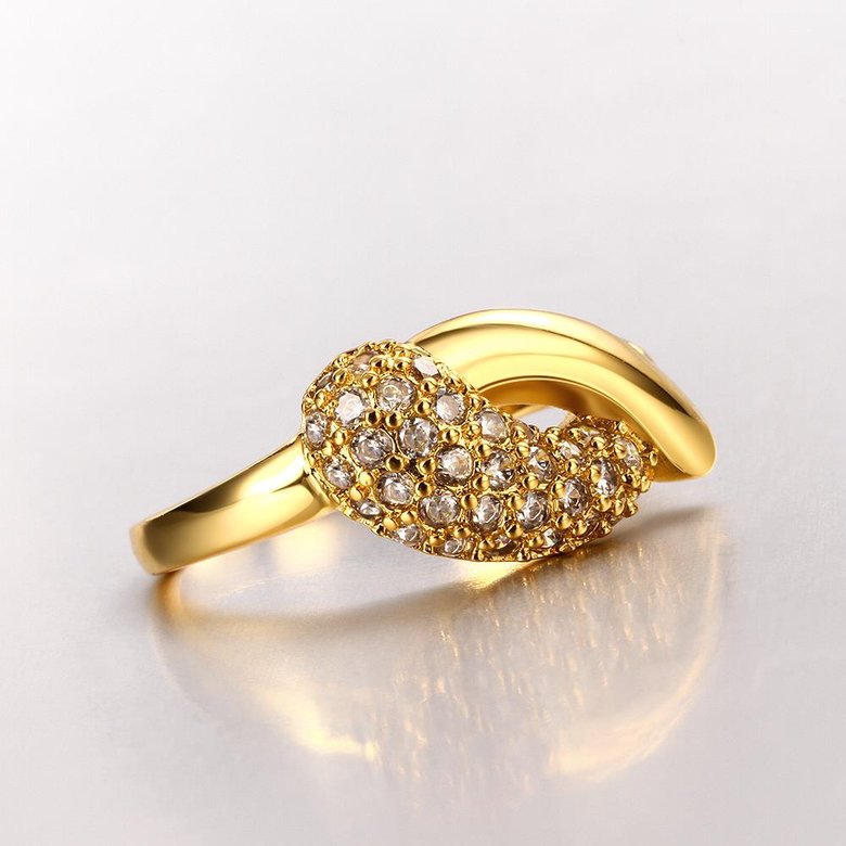 Wholesale Classic 24K Gold Water Drop White CZ Ring TGGPR563 4