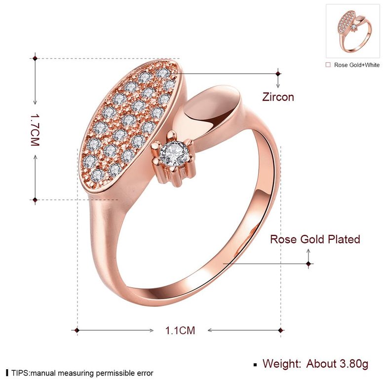 Wholesale Classic Rose Gold Round White CZ Ring TGGPR577 3