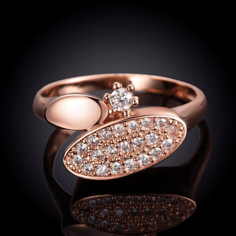 Wholesale Classic Rose Gold Round White CZ Ring TGGPR577 4