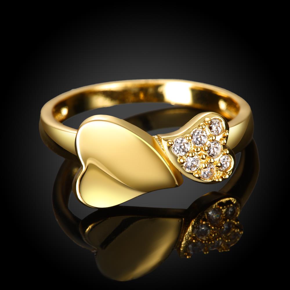 Wholesale Classic 24K Gold Heart White CZ Ring TGGPR583 0