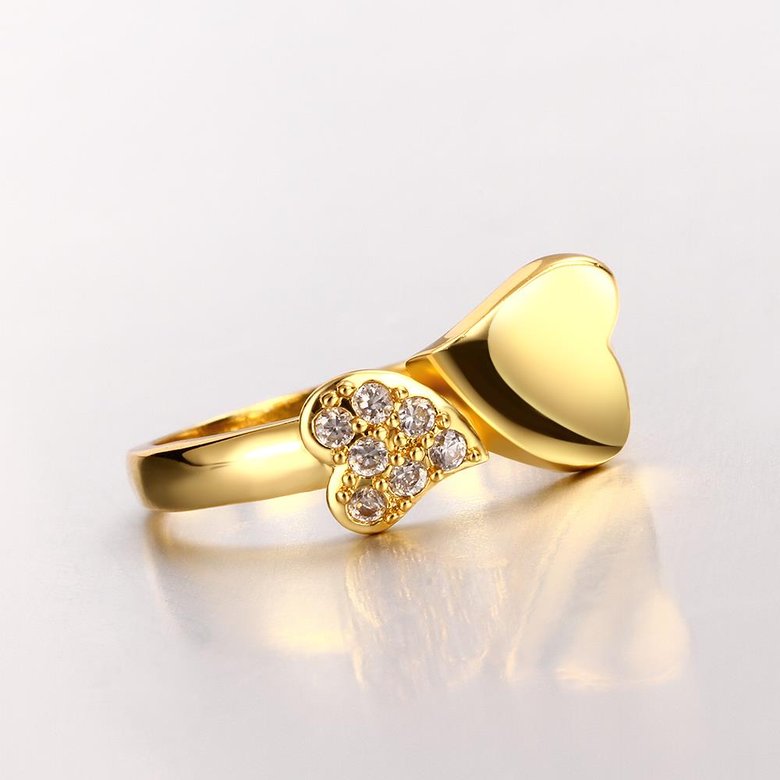 Wholesale Classic 24K Gold Heart White CZ Ring TGGPR583 1