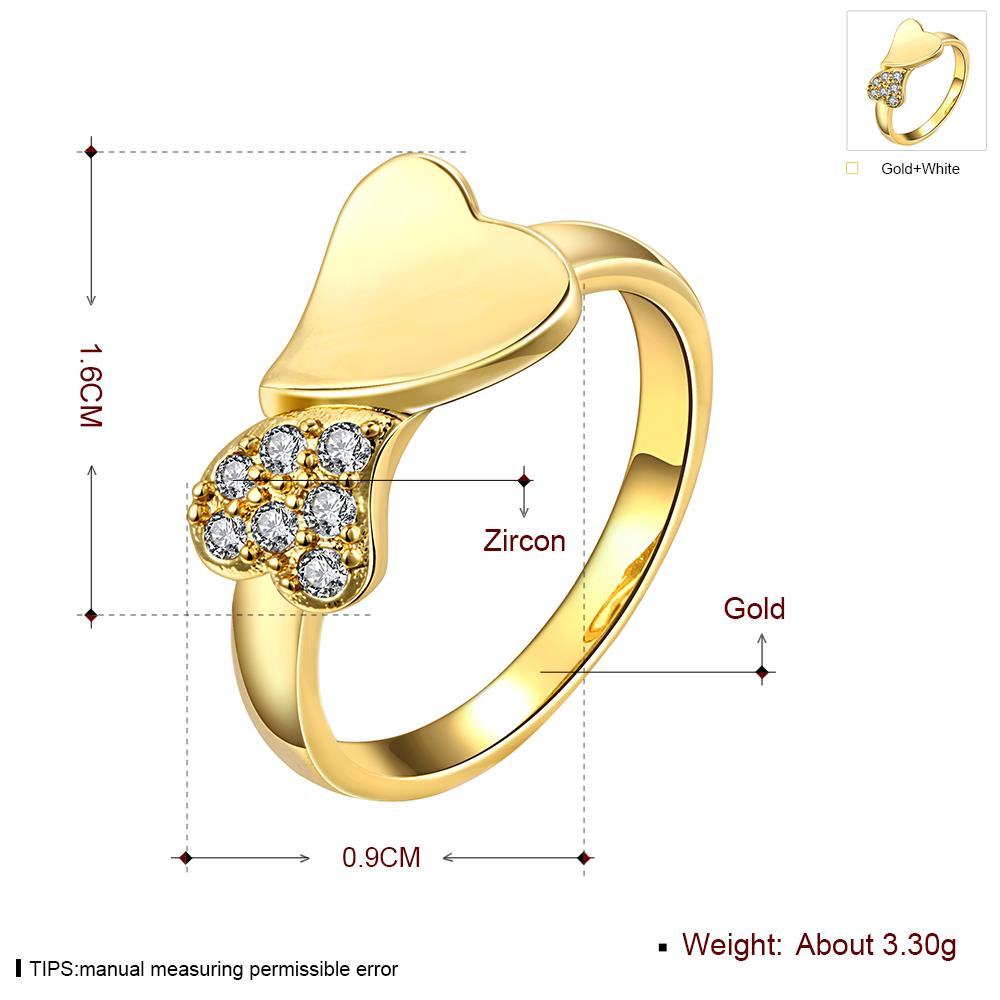 Wholesale Classic 24K Gold Heart White CZ Ring TGGPR583 2