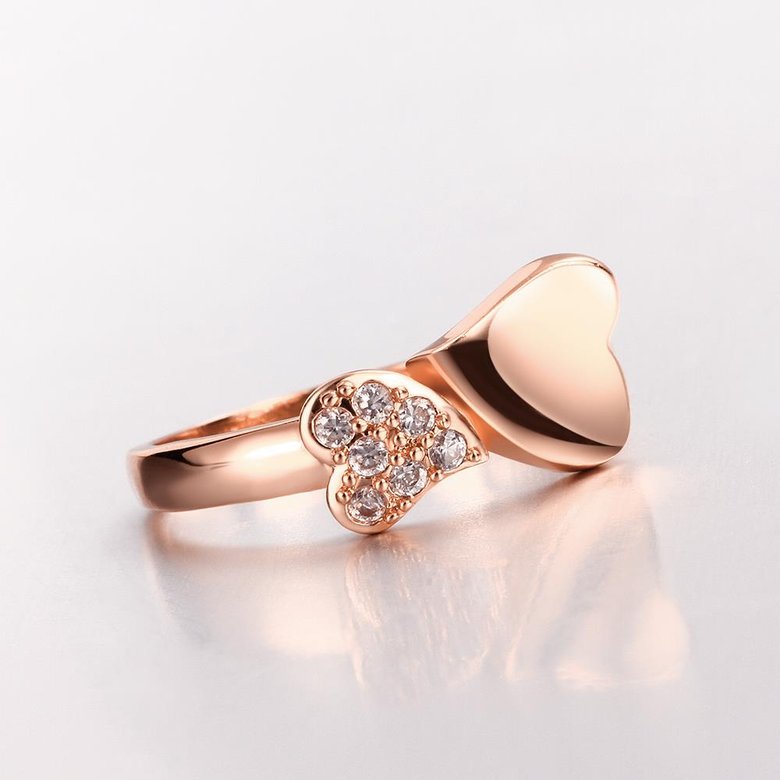 Wholesale Romantic Rose Gold Heart White CZ Ring TGGPR589 1