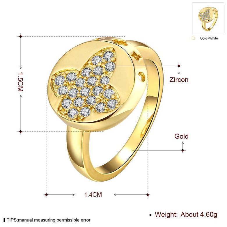 Wholesale Classic 24K Gold Round White CZ Ring TGGPR595 0