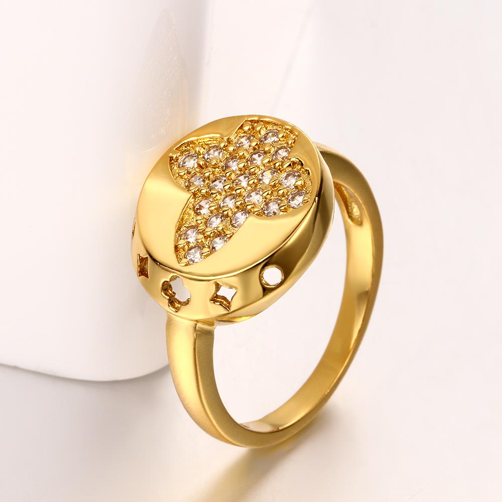 Wholesale Classic 24K Gold Round White CZ Ring TGGPR595 2