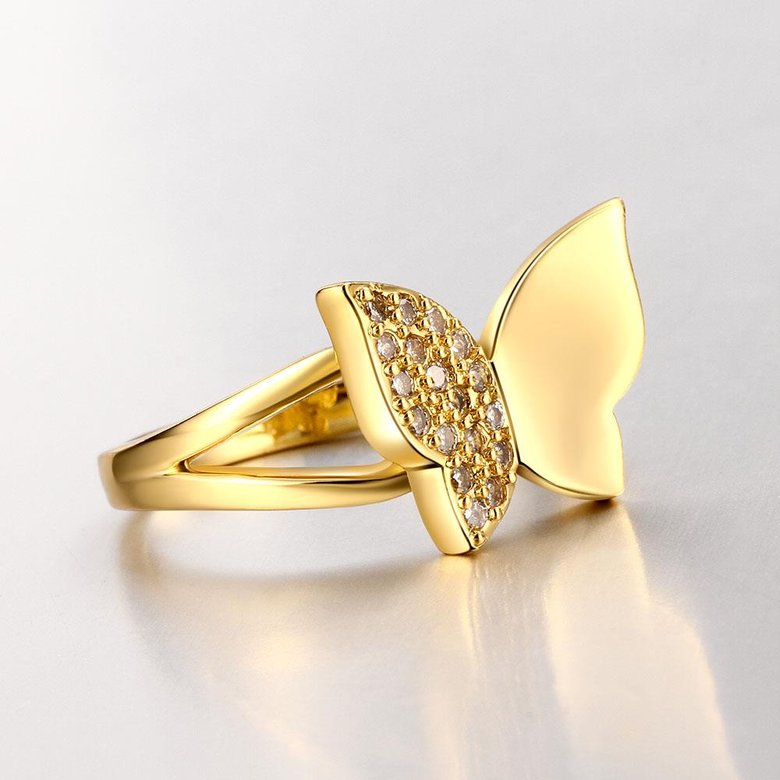 Wholesale Classic 24K Gold Insect White CZ Ring TGGPR606 2