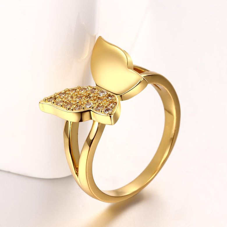 Wholesale Classic 24K Gold Insect White CZ Ring TGGPR606 3