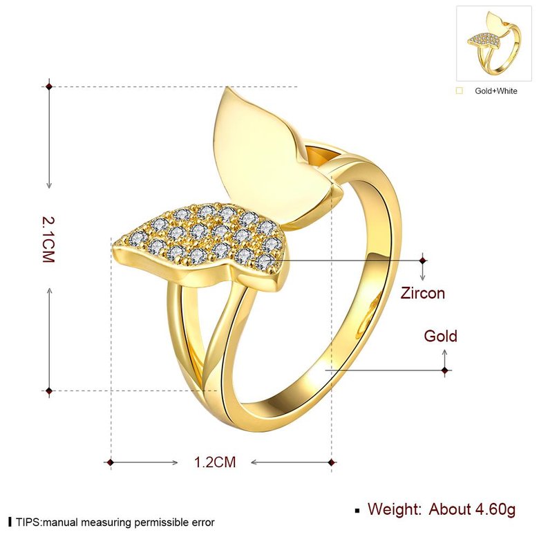 Wholesale Classic 24K Gold Insect White CZ Ring TGGPR606 4