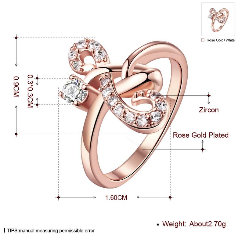 Wholesale Classic Rose Gold Geometric White CZ Ring TGGPR635 0