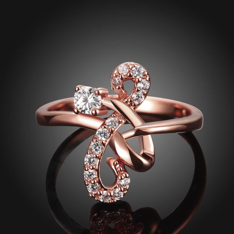 Wholesale Classic Rose Gold Geometric White CZ Ring TGGPR635 1