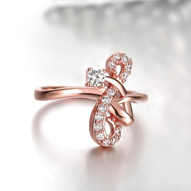 Wholesale Classic Rose Gold Geometric White CZ Ring TGGPR635 3