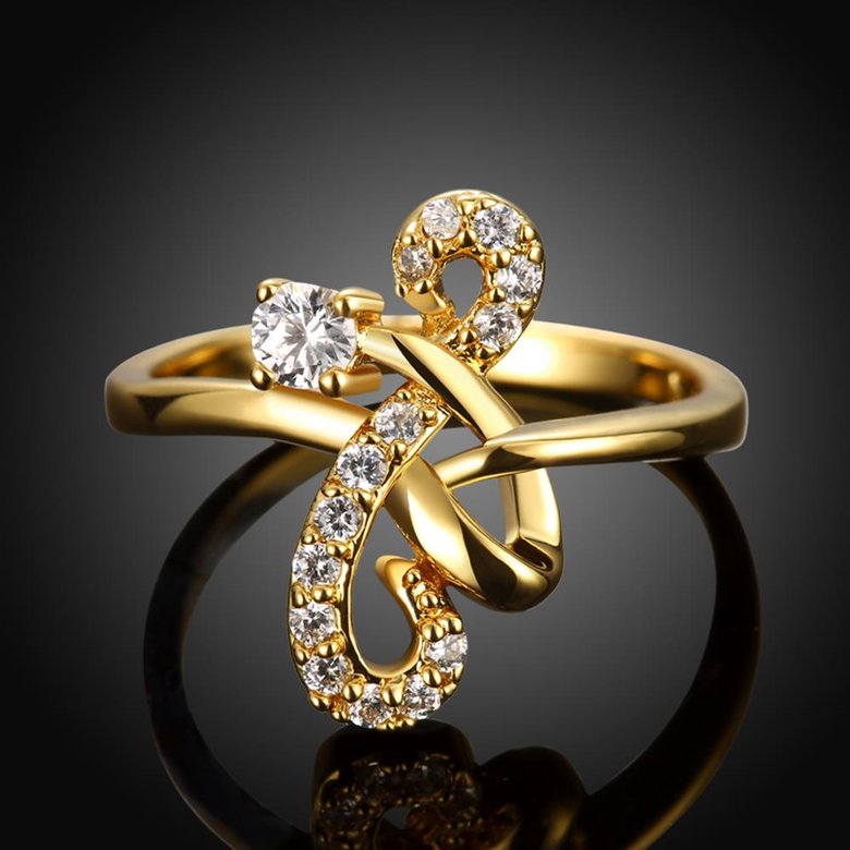 Wholesale Classic 24K Gold Geometric White CZ Ring TGGPR640 0