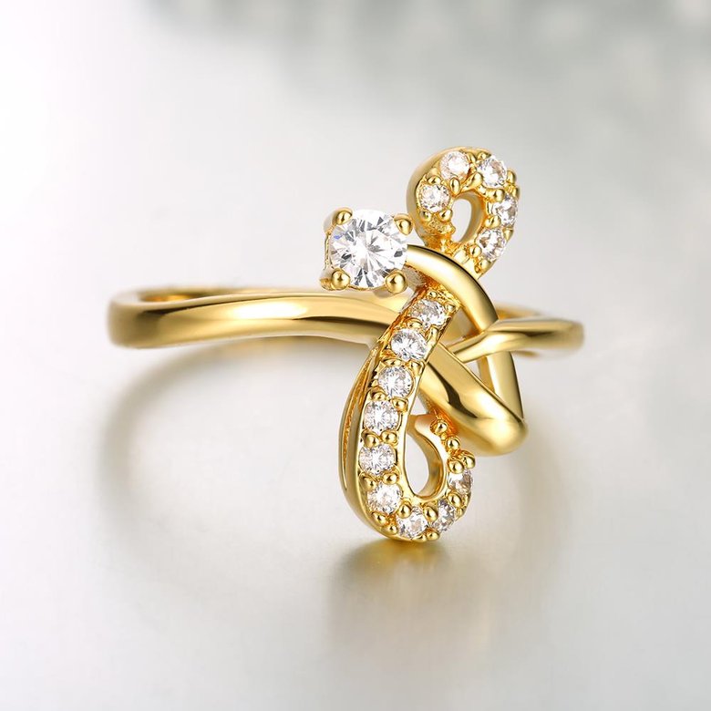 Wholesale Classic 24K Gold Geometric White CZ Ring TGGPR640 4