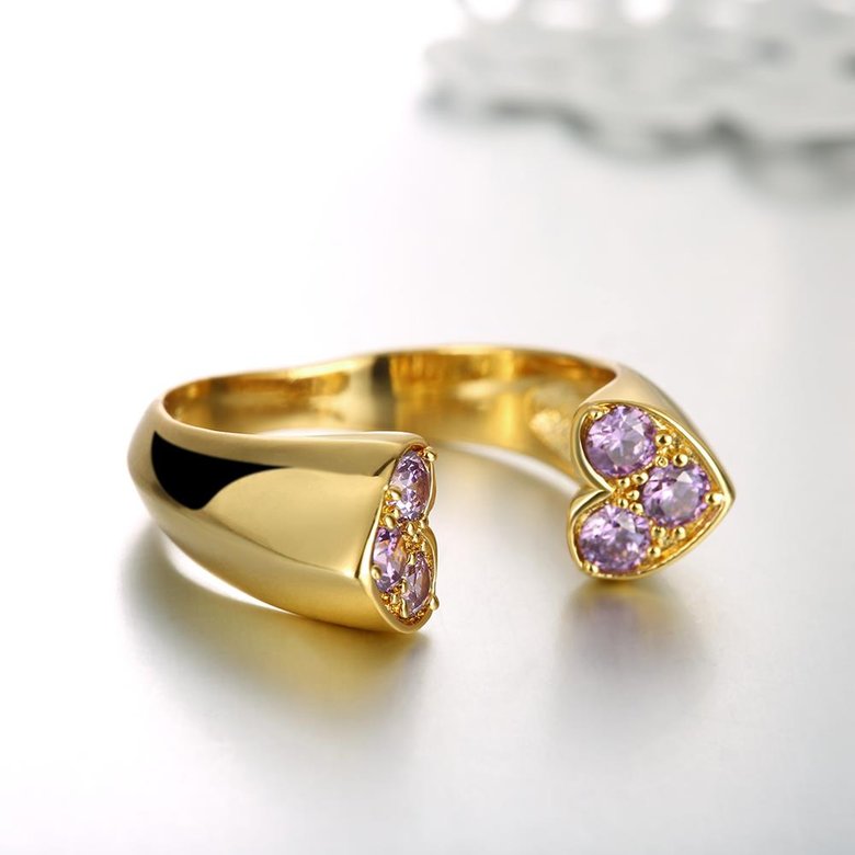 Wholesale Classic 24K Gold Round Purple CZ Ring TGGPR650 0