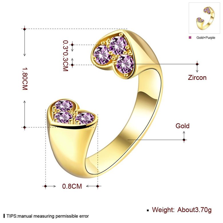 Wholesale Classic 24K Gold Round Purple CZ Ring TGGPR650 3