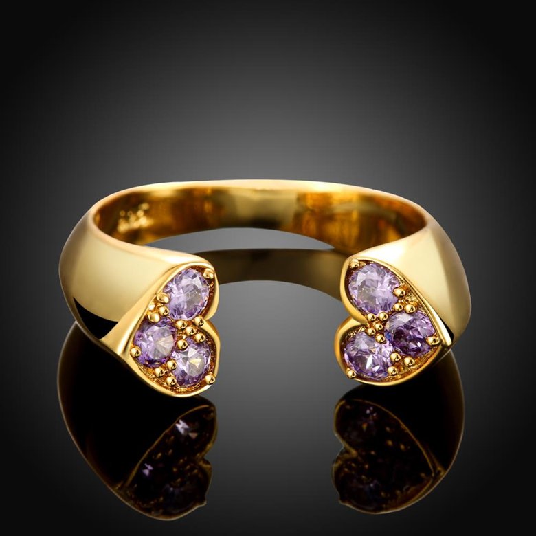 Wholesale Classic 24K Gold Round Purple CZ Ring TGGPR650 4