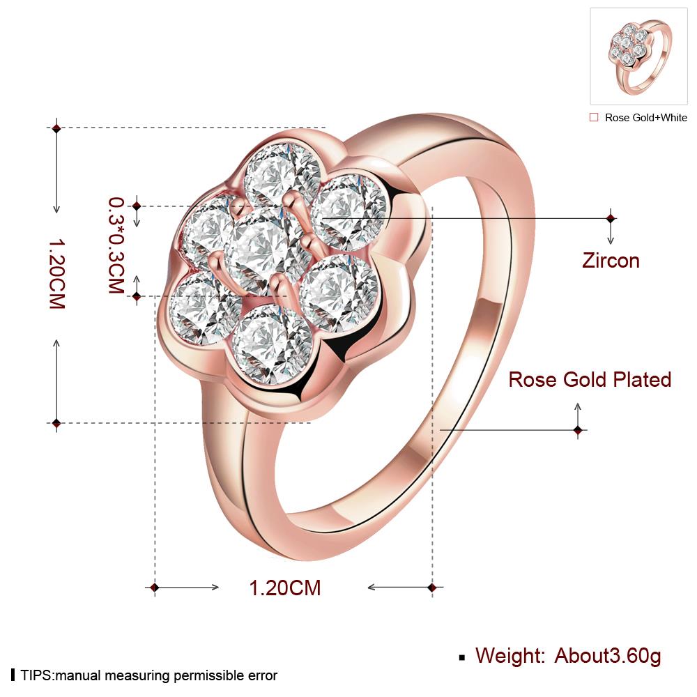 Wholesale Classic Rose Gold Plant White CZ Ring TGGPR654 0