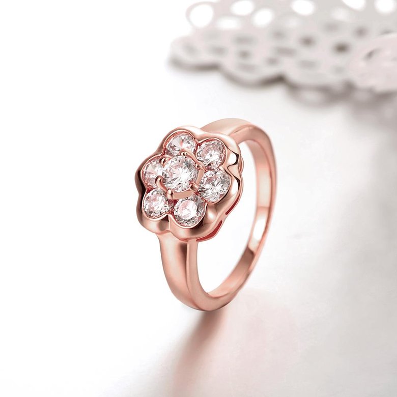 Wholesale Classic Rose Gold Plant White CZ Ring TGGPR654 1