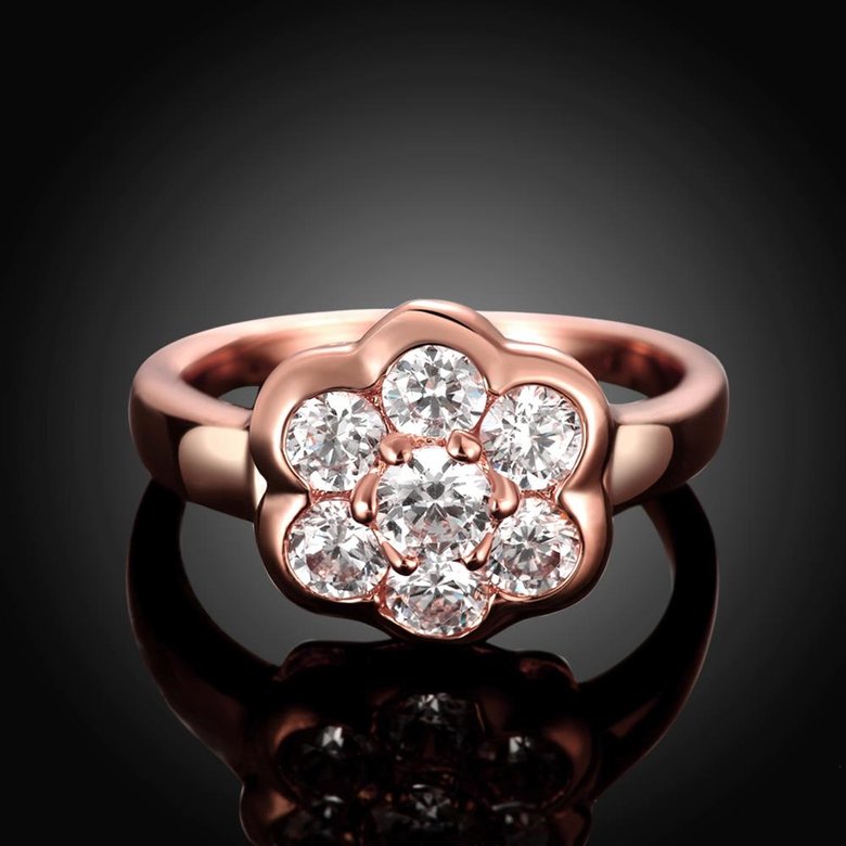 Wholesale Classic Rose Gold Plant White CZ Ring TGGPR654 2