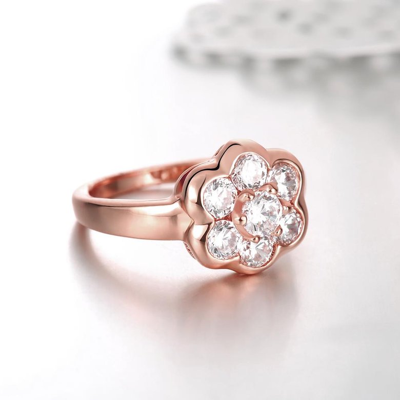 Wholesale Classic Rose Gold Plant White CZ Ring TGGPR654 3