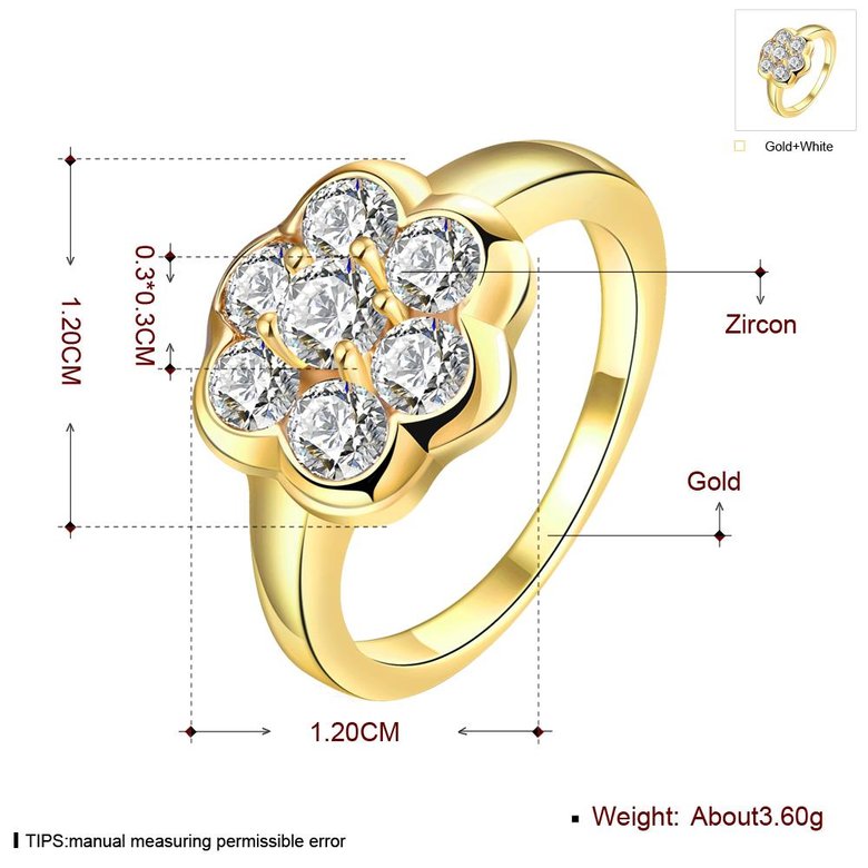 Wholesale Classic 24K Gold Plant White CZ Ring TGGPR659 0