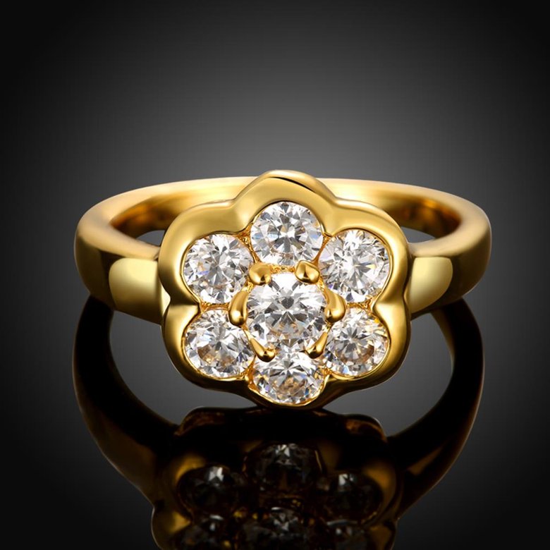 Wholesale Classic 24K Gold Plant White CZ Ring TGGPR659 1