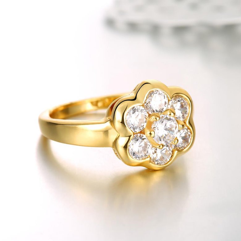 Wholesale Classic 24K Gold Plant White CZ Ring TGGPR659 3