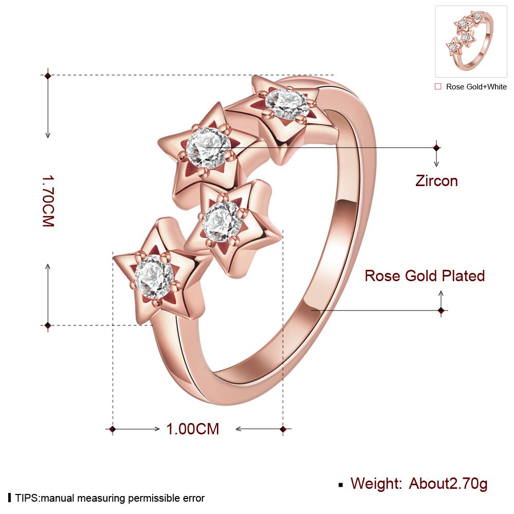 Wholesale Classic Rose Gold Plant White CZ Ring TGGPR664 2