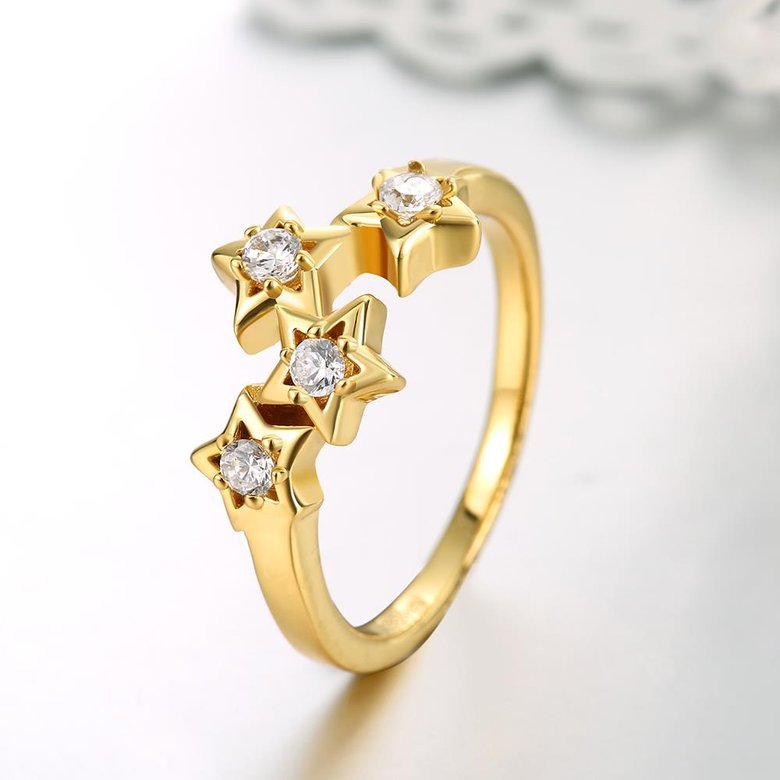 Wholesale Classic 24K Gold Plant White CZ Ring TGGPR669 0