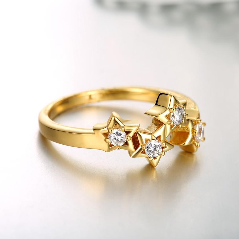 Wholesale Classic 24K Gold Plant White CZ Ring TGGPR669 1