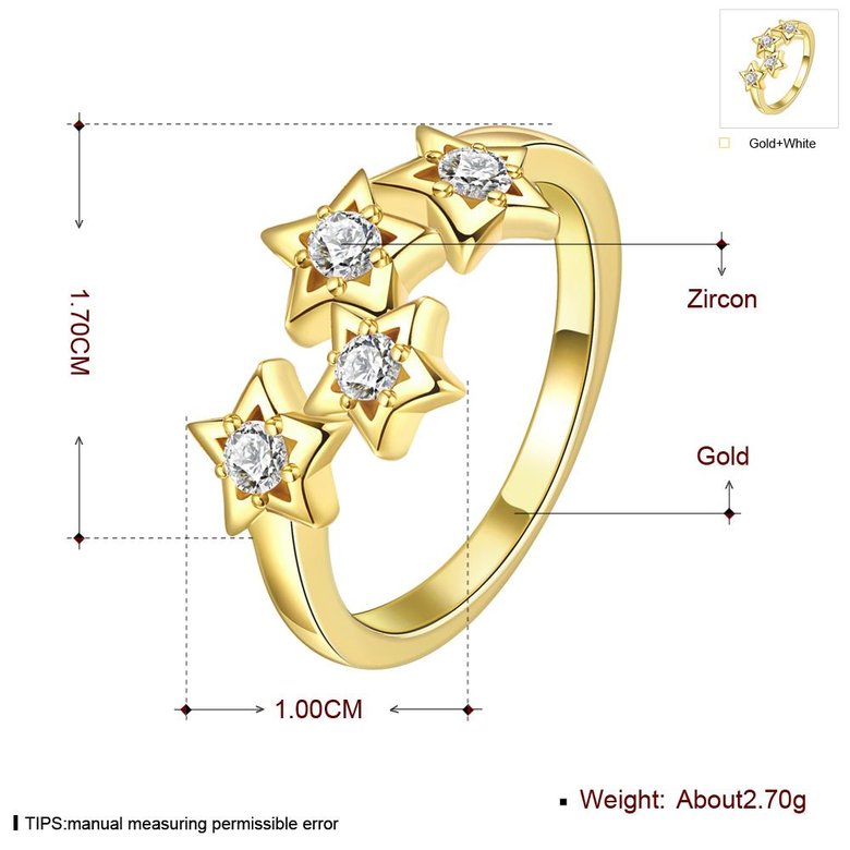 Wholesale Classic 24K Gold Plant White CZ Ring TGGPR669 2