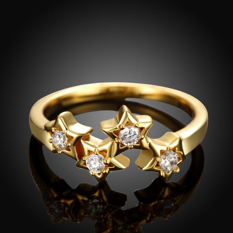 Wholesale Classic 24K Gold Plant White CZ Ring TGGPR669 3