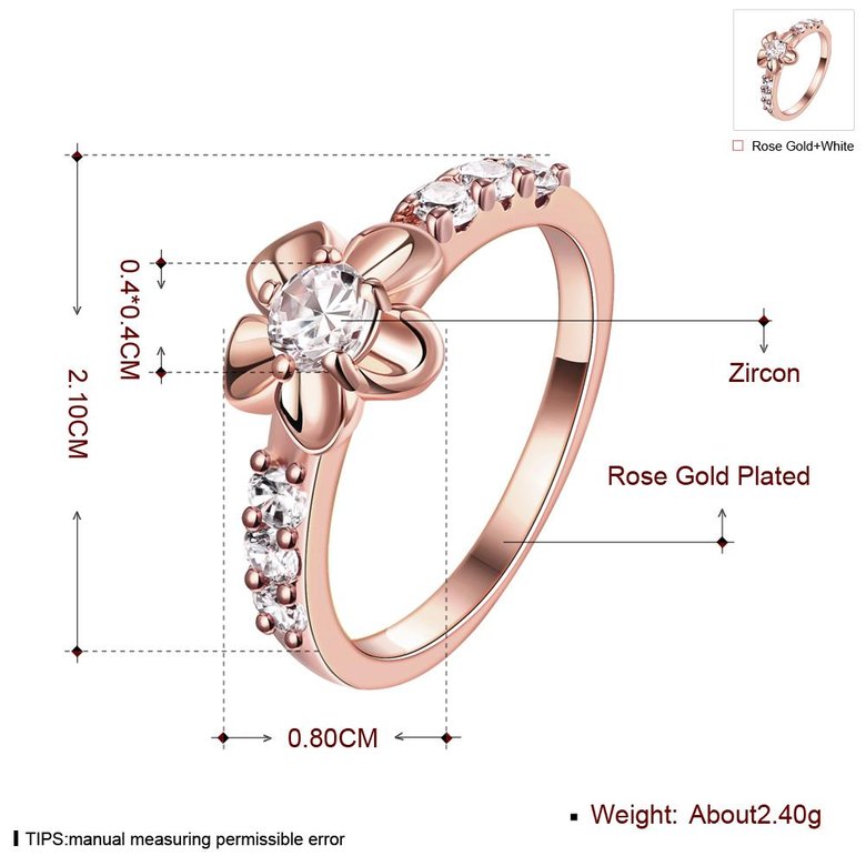 Wholesale Classic Rose Gold Plant White CZ Ring TGGPR674 0