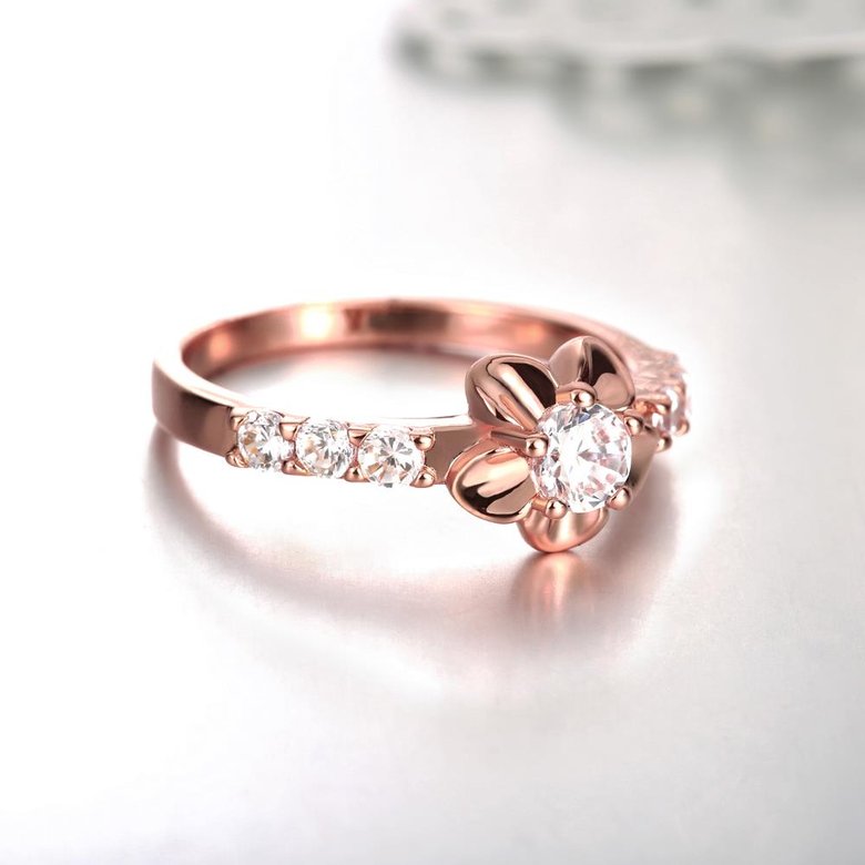 Wholesale Classic Rose Gold Plant White CZ Ring TGGPR674 1