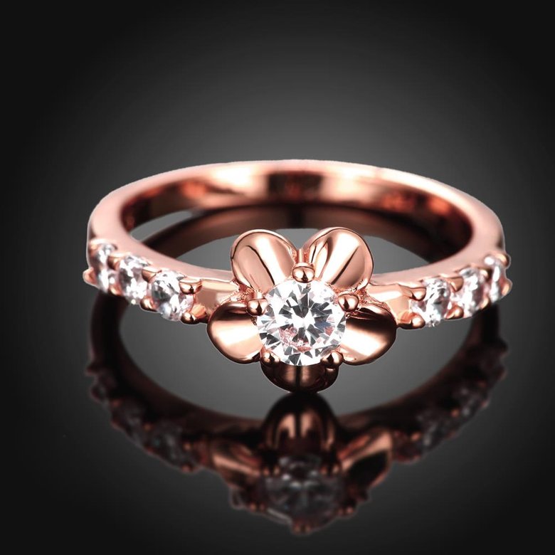 Wholesale Classic Rose Gold Plant White CZ Ring TGGPR674 3