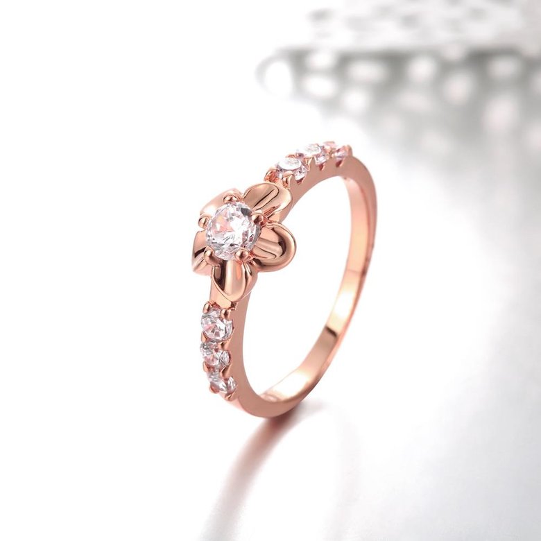 Wholesale Classic Rose Gold Plant White CZ Ring TGGPR674 4