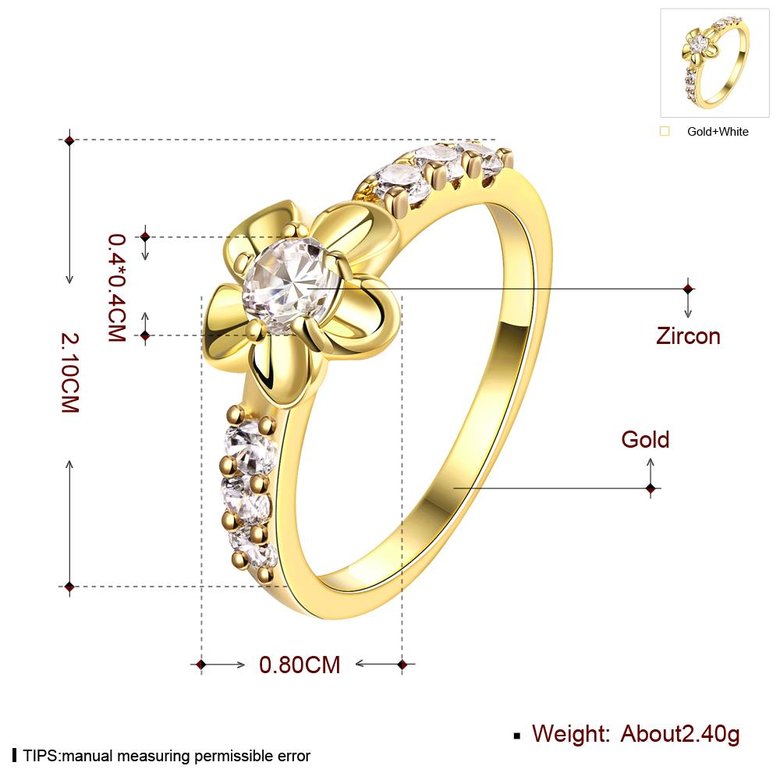 Wholesale Classic 24K Gold Plant White CZ Ring TGGPR678 0