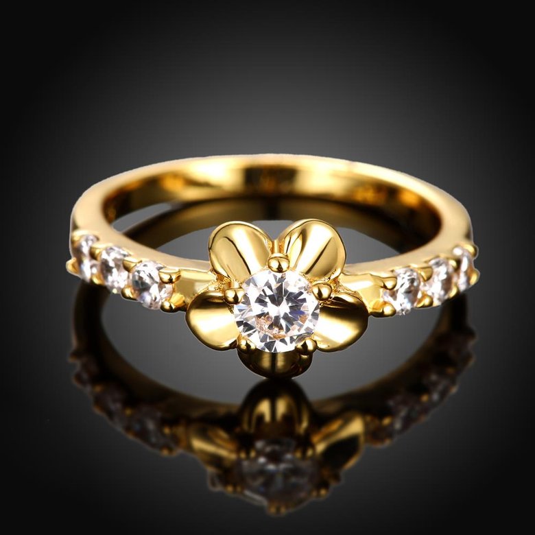 Wholesale Classic 24K Gold Plant White CZ Ring TGGPR678 1