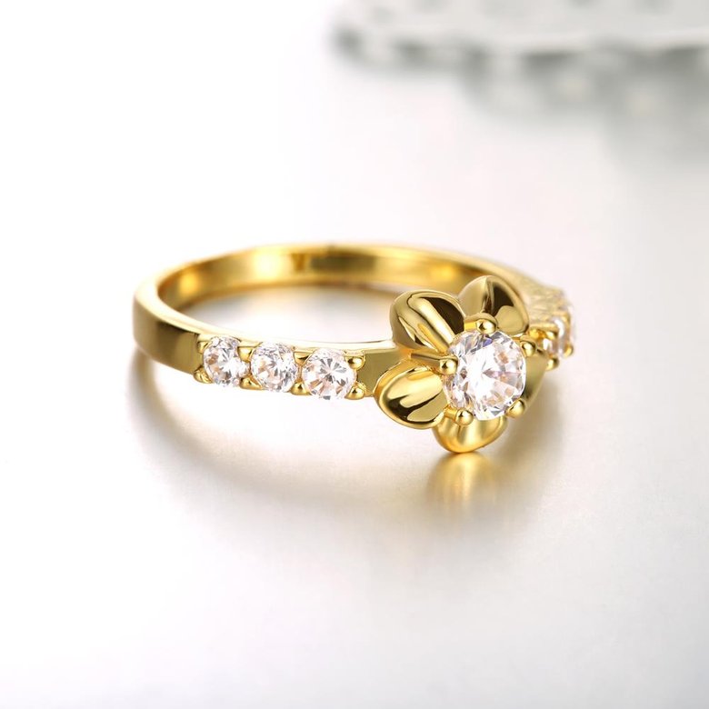 Wholesale Classic 24K Gold Plant White CZ Ring TGGPR678 3