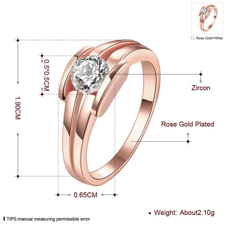 Wholesale Classic Rose Gold Geometric White CZ Ring TGGPR682 0