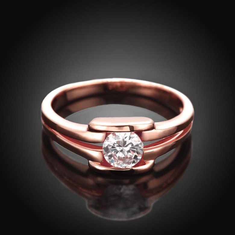 Wholesale Classic Rose Gold Geometric White CZ Ring TGGPR682 1