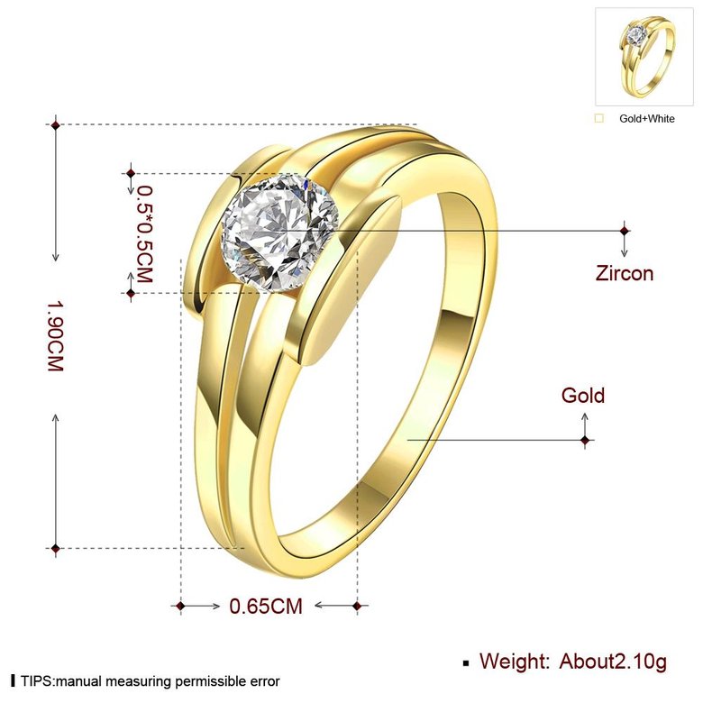 Wholesale Classic 24K Gold Geometric White CZ Ring TGGPR686 1