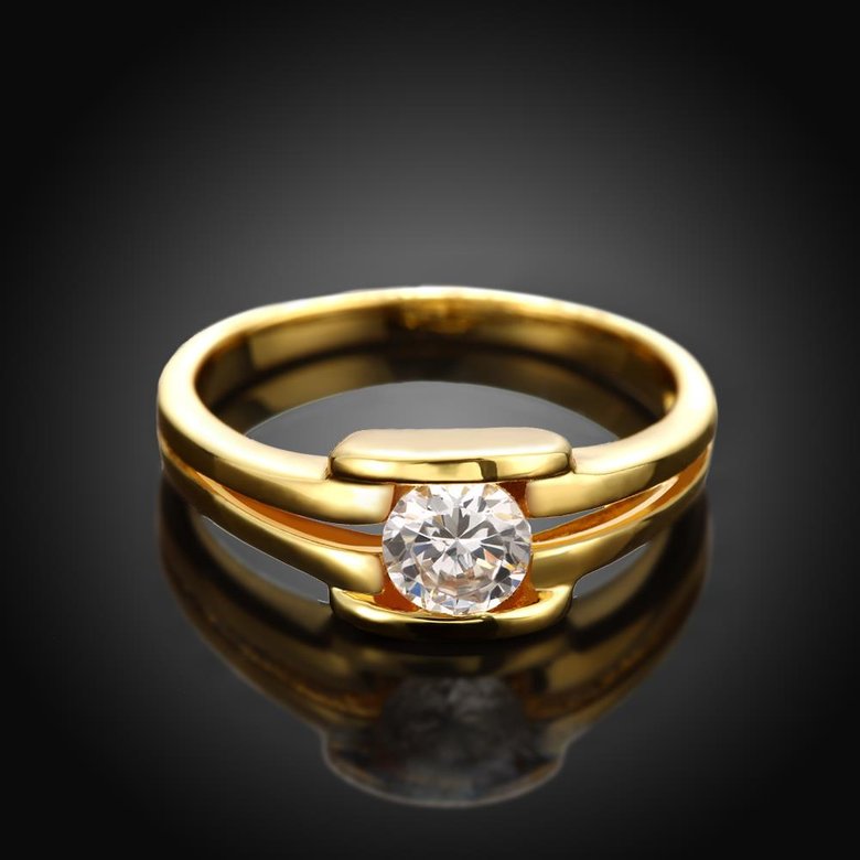 Wholesale Classic 24K Gold Geometric White CZ Ring TGGPR686 2