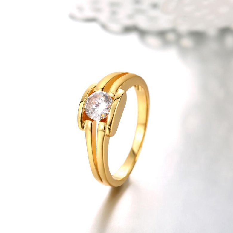 Wholesale Classic 24K Gold Geometric White CZ Ring TGGPR686 3