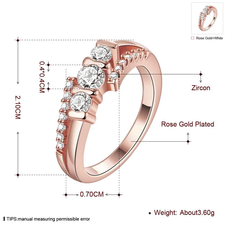 Wholesale Classic Rose Gold Geometric White CZ Ring TGGPR690 0